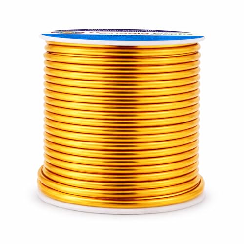 Mandala Crafts 12 Gauge Anodized Aluminum Craft Wire for Jewelry Making - 60 FT Colored Flexible Gold Tone Wire - Bendable for Bonsai Armature Crafting Sculpting - color: Gold, size: 12 Gauge