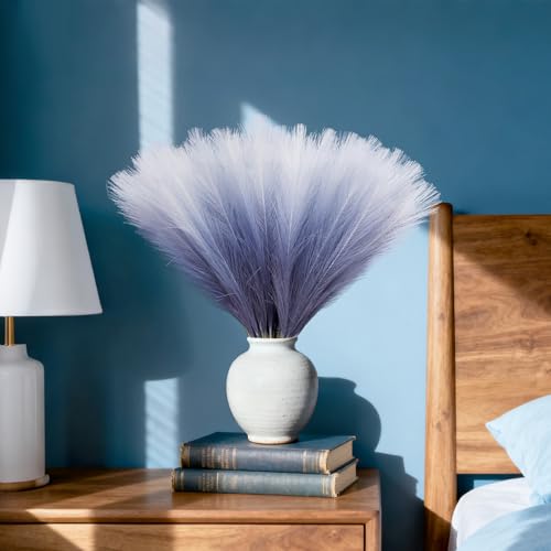 TORONTOKYO Navy Blue Pampas Grass Decor, 50Pcs 21.6 inch Artificial Faux Pompas Grass Small Fluffy Arrangement for Wedding Boho Home Decor Vase Filler - color: Navy Blue, size: 21.6inch-50Pcs