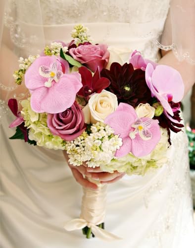 Pink Flowers Orchid Heads 15PCS Artificial Orchids 3.35” Fake Flower Heads for Craft for Bridal Shower Home Party Wedding Cake Decoration (Pink) - color: Pink
