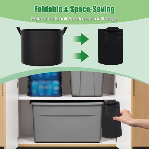 FEED GARDEN 25 Gallon Grow Bags 4 Pack – Heavy Duty 300G Thick Fabric Plant Pots with Reinforced Handles, Breathable Drainage Planters for Tomatoes, Potatoes & Large Vegetables Indoor Outdoor - size: 25 Gallon