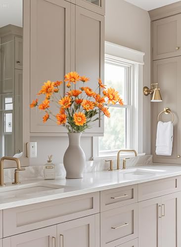 6PCS Orange Daisies Artificial Flowers 36 Heads 29.52”Realistic Fake Daisies with Stems for Tall Vase Wedding Party Outdoor Arrangement Aisle Room Porch Home Decor(Orange) - color: Orange