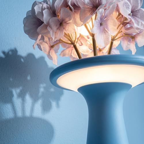 Cordless Flower Table Lamp, Rechargeable LED Vase Night Light | flower vase,small table lamp，flower table lamp，nightstand lamp - color: Blue