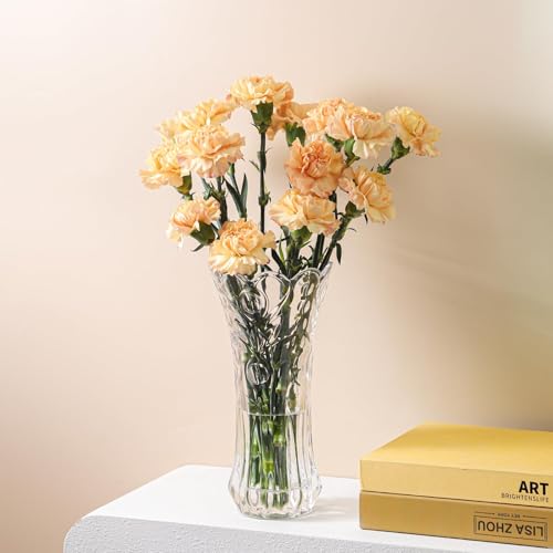 JASVIC 12 Inch Crystal Vase for Flowers with Luxury Gift Box, Pearl Design, Large Crystal Clear Glass Vase Suitable for Home Office Decor, Birthday, Wedding Anniversary or Mother's Day - color: Pearl Design