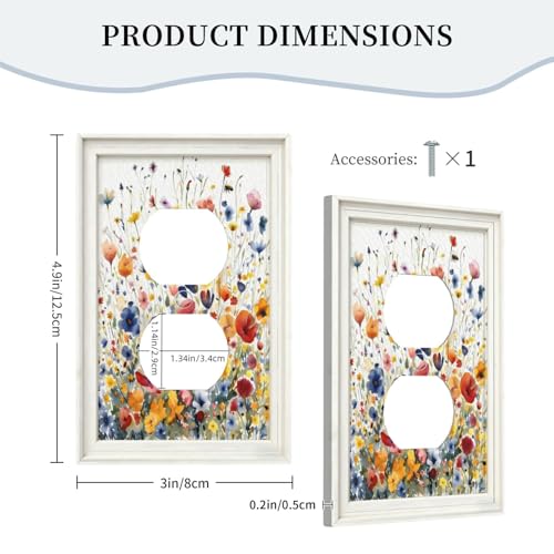 Decorative Art Light Switch Covers Watercolor Wildflower Bouquet 1 Gang Single Duplex Outlet Wall Plate Switchplate Electrical Faceplate for Home Decor - color: Watercolor Wildflower Bouquet, size: 1-Gang Duplex Outlet / 5 x 3 IN