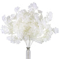 Pusuny Artificial Faux Cherry Blossom Branches Decor, 35 Inch for Tall Floor Vase Used as Wedding Home Decoration, Fake White Flowers for Dinner Table Centrepiece, White, 5PCS