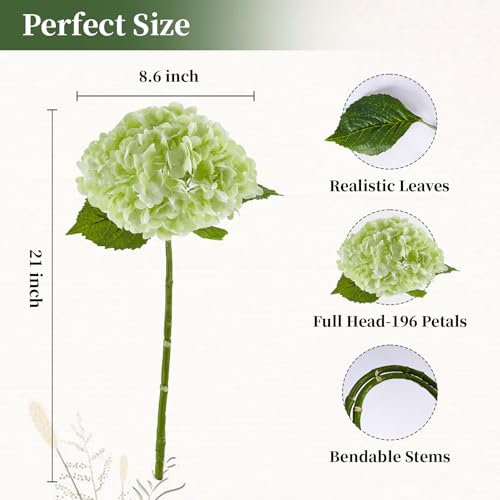 4 Pcs Hydrangea Artificial Flowers, Latex Real Touch Hydrangeas Lifelike Fake Hydrangea Flowers for Home Party Arrangements Wedding Bouquets Table Centerpieces Decor (2Dark Green&2Light Green) - color: 2 Dark Green & 2 Light Green, size: 4pcs