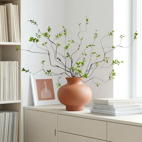 Ttranewsoo 4 Pcs Fall Stems Artificial Ficus Branches, Faux Eucalyptus Stems Fall Decor, Fake Leaves Fall Decorations for Home, Autumn Table Decor Fall Branches for Vase 47.2 Inch,Green - color: Green4