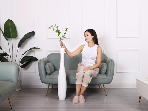 Leewadee Decorative Tall Floor Vase for Living Room Decor, 34 inches, White, Resin - color: White, size: 34 inches