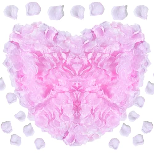Xindojuz 2000 Pcs White Rose Petals for Wedding, 2" Artificial Silk Fake Flower Petals Romantic Decorations for Home Party Engagement Birthday Event Anniversary Party Backdrop Supplies(Pink)