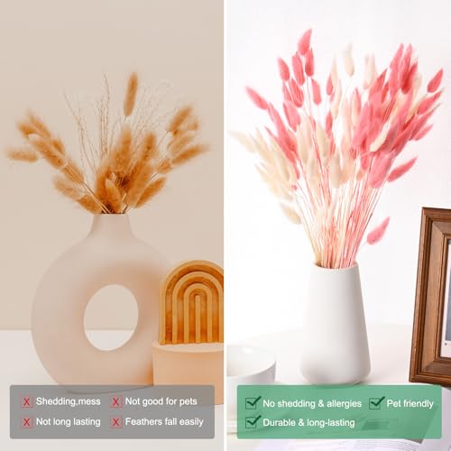 M METERXITY 120-Pack Bunny Tails Grass 17 Inch Fluffy Rabbit Tail Grass Dried Flowers Branches Vase Filler Dried Pampas Grass Decor for Home/Wedding/Vase/Office/Party [White, Black] - color: White, Black
