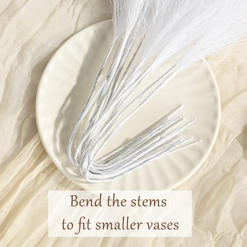 U-LIAN 36PCS White Faux Pampas Grass 21.7 Inch, Small Artificial Pampas Grass Decor for Vase, Fake Fluffy Floral, Artificial Dried Flowers, Dry Plant Home Wedding Boho Decor - color: White, size: 22"-36 PCS