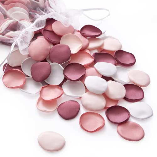 Serwalin 300Pcs Silk Pink Rose Petals Artificial Flower Petals for Wedding, Peach Pink Petals Bulk for Anniversary Decor,Party Romantic Decorations Table or Wedding Cake Decor(5 Color Mixes) - color: A Peach Pink, size: 300pcs