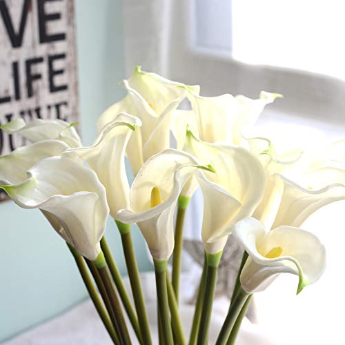 10pcs Calla Lilies Artificial Flower,26'' Long Stem Artificial Calla Lily Flowers,Realistic Arum Lilies for Wedding Bridal Bouquet Home Decor Centerpiece,White - color: White