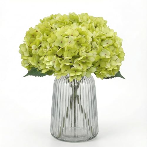 6Pcs Artificial Fake Flowers Silk Hydrangea 1 Flower Head Stem for Arrangements Wedding Bouquets Decorations Plastic Floral Table Centerpieces Home Kitchen Garden (Light Green) - color: Light Green