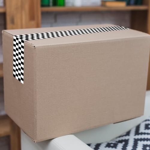 Whaline Checkered Flag Packing Tape 100 Yard Sticky Duct Gift Wrapping Tape Race Car Buffalo Plaid Waterproof Shipping Tapes for DIY Crafts Small Business Sealing Mail Boxes Supplies - style: Checkered Flag
