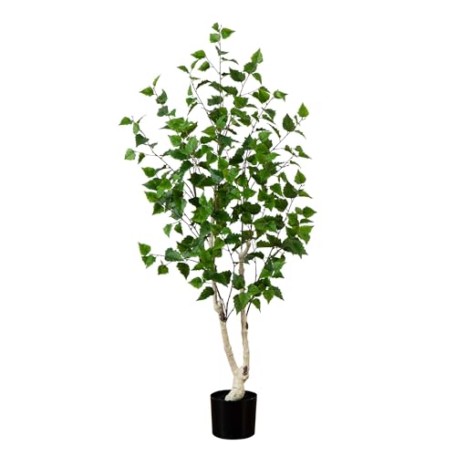 Nearly Natural 5ft. Artificial Birch Tree with Real Touch Leaves - size: 5ft