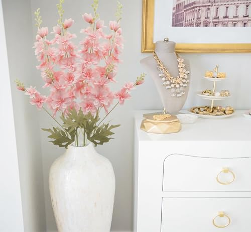 FERIAL 4pcs Artificial Delphinium Faux Pink - color: Pink