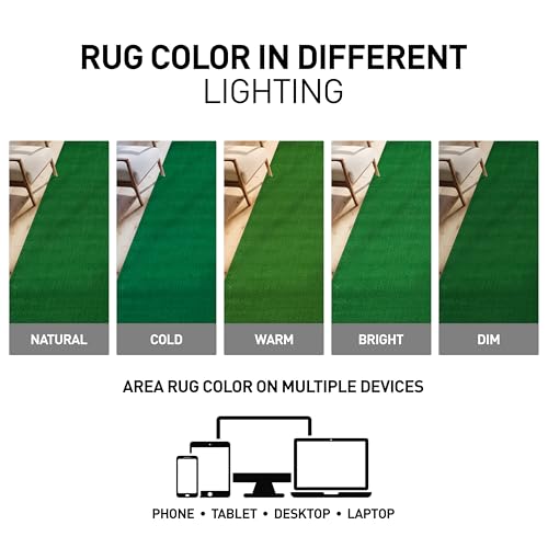 Rugshop Artificial Grass Indoor Outdoor Runner Rug, Lightweight Synthetic Turf with Rubber Backing, Easy to Clean Polypropylene Lawn Mat for Patio, Balcony, Deck, 2'7" x 6' Green - size: 2'7" x 6' (Rectangular)