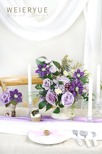 Purple Artificial Flowers Combo Box Wedding Decor,Fake Flowers,Flowers for Decoration,Silk Flowers for Home Decor Indoor,Cake Flowers,Faux Flowers for Crafts - color: Provence Purple