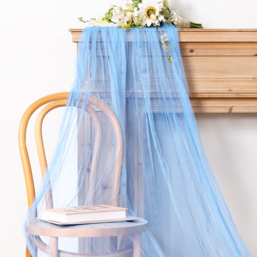 Socomi Blue Cheesecloth Table Runner Tulle Gauze Cheese clothBoho Rustic 120 inch 10FT Runner for Wedding Party Baby Shower Birthday Holiday Decorations 1pc - color: Blue, size: 10ft X 1pc