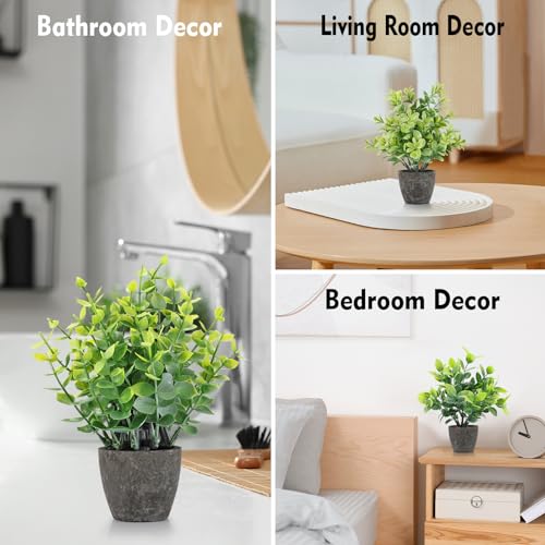 FAVOWREATH 4 Pack Fake Plants Ceramic Mini Artificial Greenery Potted Plants for Home, Office, Room, Farmhouse, Indoor Table, Bathroom Decor - color: Black