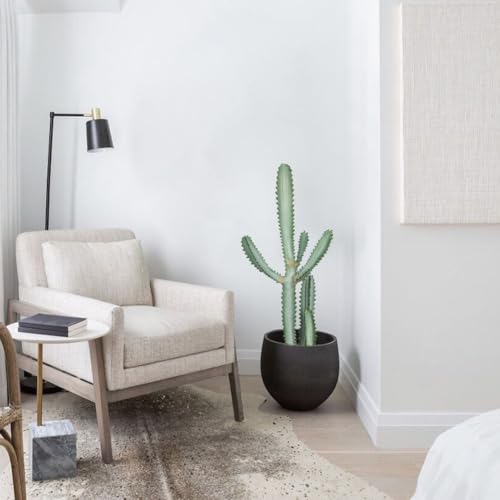 DILATATA 35.4” Tall Fake Cactus Plant Potted Large Cactus Euphorbia lactea 'White Ghost' Big Cacti Plants Artificial Cactus for Home Garden Office Decor Housewarming Gifts Faux Cacti - color: White Ghost