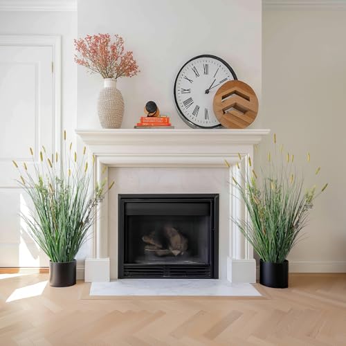 2 Pack Lifelike Faux Plastic plantas Synthetic Pampas Grass Indoor Outdoor Realistic Floor Plants pet Friendly Artificial Grass for Home Office Wedding Patio Fake Grass Decor Housewarming Gift - color: Artificial Foxtail Grass, size: 3FT