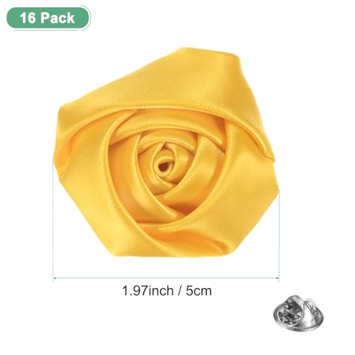 M METERXITY 16-Pack Lapel Pin for Men, Handmade Flower Brooch Button Pins for Men Suits, Formal Boutonnieres for Wedding/Groom/Corsage - color: Yellow