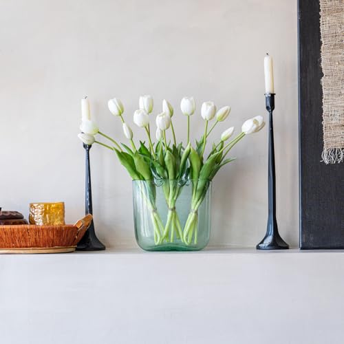 Artificial Tulips Flowers,Soft Touch Latex Bouquet, Fake Tulips,Spring Wedding Home Room Table Centerpiece Decor - color: 15pcs White(no Vase)