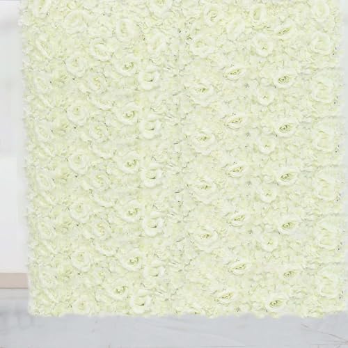 Efavormart 4 Pack Cream 3D Silk Rose and Hydrangea Flower Wall Panels - 11 Sq. Ft. UV Protected Artificial Floral Backdrop Mat for Wedding, Party Photography, Nursery Wall & DIY Decor - color: Ivory
