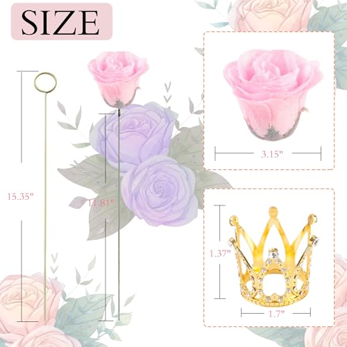 Pink Glitter Roses Bouquet, 30 Pcs DIY Fake Flowers Bouquet, Everlasting Shiny Artificial Rose Bouquet for Valentine's Day, Anniversary, Engagement, Wedding - color: Light Pink