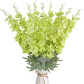 16Pcs Green Delphinium Artificial Flowers Larkspur 33.5'' Long Stem Fake Silk Green Flowers for Tall Vases for Home Wedding Party Table Centerpiece Floral Arrangement (Light Green) - color: Light Green