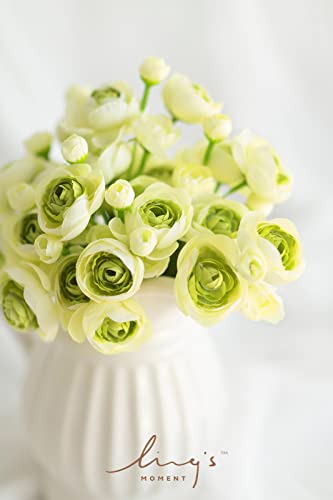 Ling's moment Ranunculus Artificial Flower, Faux Silk Mini Ranunculus Flowers for DIY Bouquet, Bulk Fake Wedding Filler Flowers for Centerpieces Arrangements Bridal Shower Decorations, Green - color: Grn-green