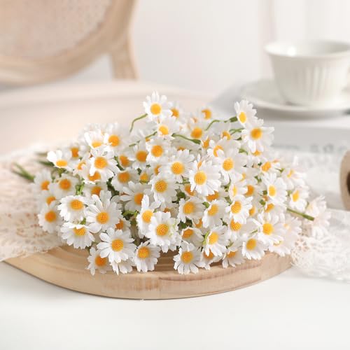 rongflower Artificial Daisy Flowers,24 Pcs Small White Fake Daisy Flowers for Wedding, Home Decor, Floral Arrangements, Vase Centerpieces - color: White Daisy Flowers