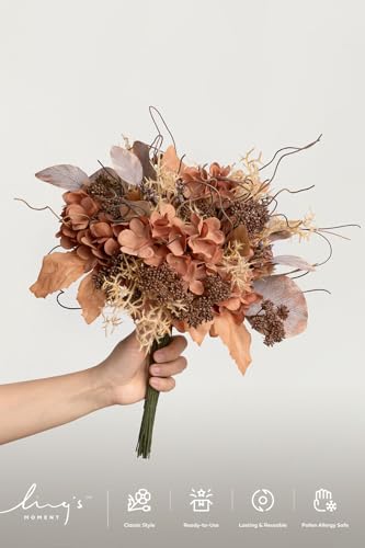 Ling's moment Artificial Greenery Stems Box Set, Faux Greenery Picks for DIY Bridal Bouquets Wedding Floral Arrangement Table Centerpieces, Burnt Orange & Amber - color: Season Combo- Late Autumn