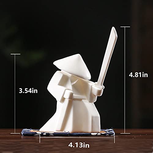 LYART Tea Pet Warrior Statue Figurine Tea Ornament Accessories Cute Kung Fu Tea Decoration Gift for Tearoom Home Office Children's Day Gift for Tea Lover (White1 and White2) - color: Whitea and Whiteb