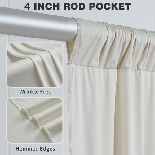 20ftx12ft Beige Backdrop Curtains for Parties, Wrinkle Free Polyester Beige Photo Backdrop Drapes 4 Panels 12 ft Long Back Drop Cloth for Wedding Birthday Photography Background - color: Beige, size: 5ft(W)x12ft(H)_4 Panels