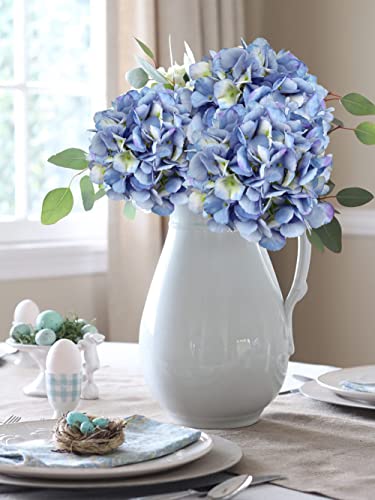 DILATATA 21" Fake Hydrangea Long Stems Silk Hydrangea Flowers for Home Table Centerpieces Artificial Flowers Arrangements Wedding Bouquets DIY Decorations-3Pcs Blue Hydrangeas - color: Blue Green, size: 3PCS
