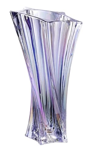 Crystal Glass Vase – Heavy Crystal Vase for Flowers with Weighted Bottom, Thick Durable Decorative Vases for Modern Home Decor, 9.8″ 3.5lb Clear Centerpiece (Rainbow-Colored) - color: Rainbow-colored