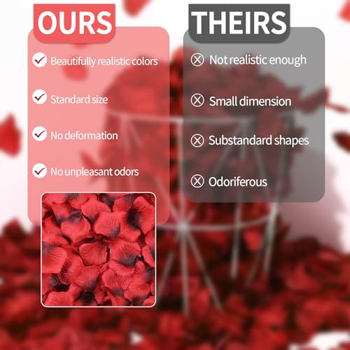 2200 Pcs Artificial Fake Rose Petals,Flower Petals for Romantic Night,Engagement, Party, Wedding, Event Flower Decorations, in Bulk(Dark Reddish with Black) - color: Dark Reddish With Black, size: 2200Pcs