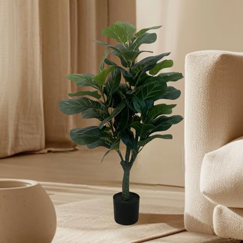 XBrand 39.4-Inches Artificial Fiddle Leaf Fig Tree in Pot for Indoor Outdoor Home Office Store, Great Housewarming Gift - color: Fiddle Leaf Fig Tree, size: 3ft 3in