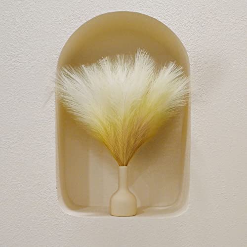 6 PCS Faux Pampas Grass Arrangement - 18"/45cm Artificial Fluffy Pompous Grass Stems for Boho Chic Home and Wedding Decor (Khaki Gradient) - color: A4- Khaki Gradient