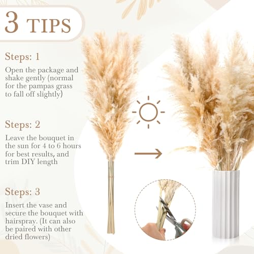 Wavwavw 40pcs 46 Inch Fluffy Tall Pampas Grass Decor Bulk, Natural Dried Pampas Grass Bouquet for Floor Vase, Wedding Floral Arrangements, Party, Farmhouse, Boho Home Decor