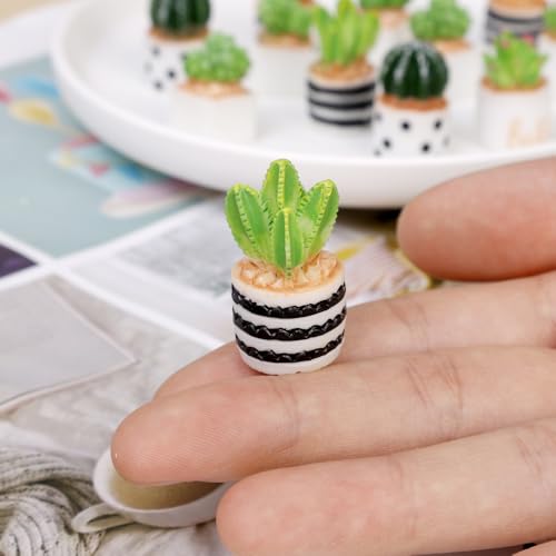 4PCS Cartoon Cute Artificial Plants Artificial Resin Cactus Potted Ornaments Home Tabletop Ornaments Office Desktop Decor