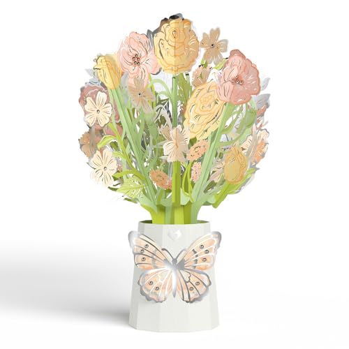 Lovepop Opulent Rose Luxe Bouquet - 3D Foil Rose Bouquet for Mom, Wife, Her, Daughter (Mother's Day, Birthday, Anniversary, Thank You) 12" - Blank Notecard & Envelope Included - color: Opulent Rose Luxe Bouquet
