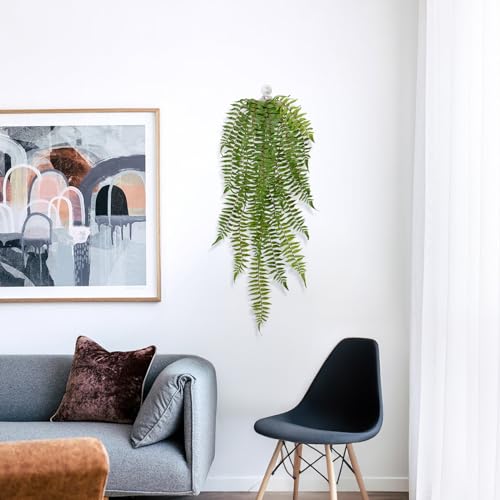 Hollyone Artificial Fern Hanging Plants Potted Fake Boston Ferns Ivy Vines Hanging Wall Plants Realistic Faux Ferns Greenery Plants for Wall Outdoors Indoors Home Office Garden Patio Decorations - color: Green 4