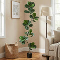 IDEALHOUSE 6ft Lifelike Artificial Fiddle Leaf Fig Tree, Fake Ficus Lyrata Tree with Sturdy Cement Base, Indoor Outdoor Decor for Home Office Living Room, Ideal Housewarming Gift - size: 6ft
