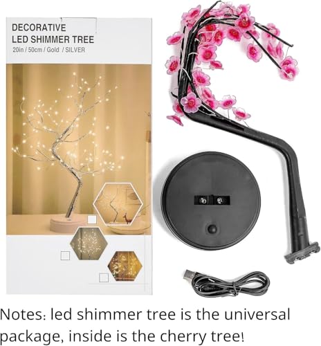 2 Pack Cherry Blossom Tree Lamp, 18inch 36 Led Bonsai Tree Lights, Battery/USB Operated Japanese Decor Night Lights for Teacher Appreciation Graduation Back to School Bedroom Home Gift, Warm White - size: 2 Pack - 18inch
