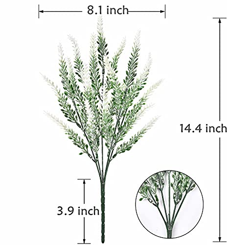Artificial Flowers Lavender Plastic Plant Fake Wedding Bride Bouquet Indoor Outdoor Home Decor Garden Patio Table Centerpieces Arrangements Decoration White 4 Pcs - color: Lavender/White/4pcs