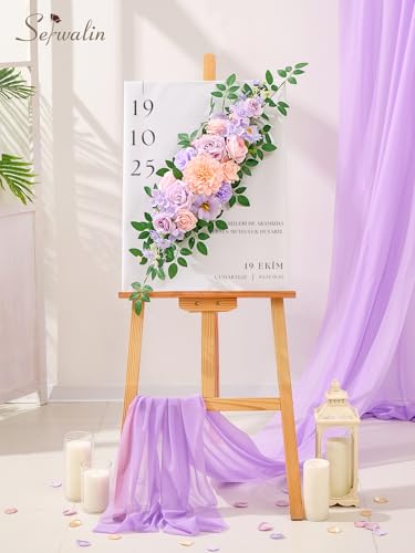 Serwalin Pink Purple Flowers Artificial, Dahlia Silk Fake Flowers, Faux Flowers for DIY Wedding Bouquets Cake Decoration Baby Shower Centerpieces Floral Arrangements Party Decor - color: A Pink & Purple, size: Square